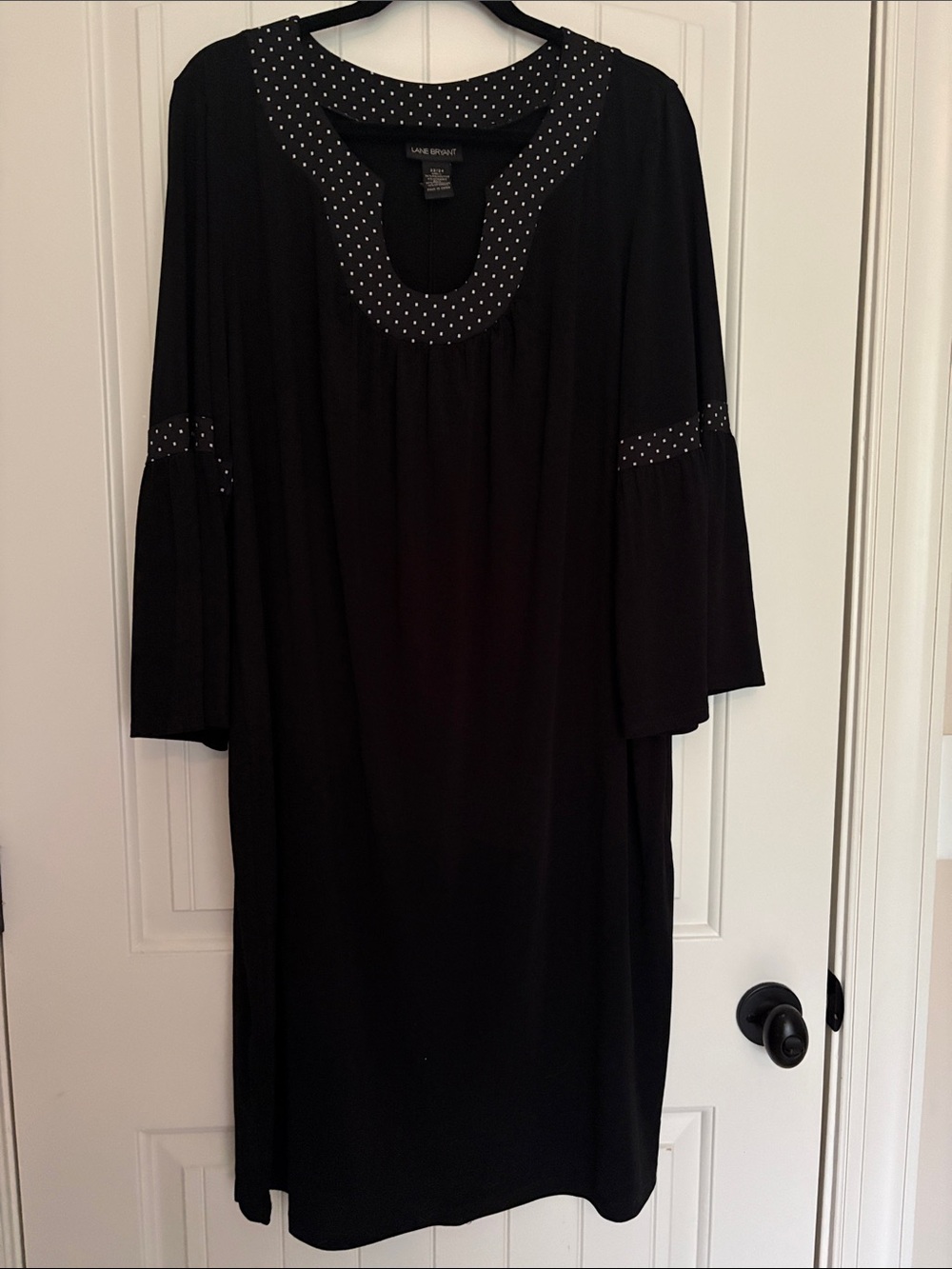 Lane Bryant Black Dress with White Polka-Dot Trim